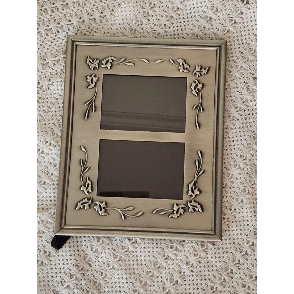 Vintage 1998 HB Group Duel Photo Frame Brushed Silver Metal 10"x 8"